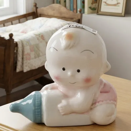 Venduto da beep: Salvadanaio Vintage Bimbo con Biberon Ceramica | Oggetto da Collezione