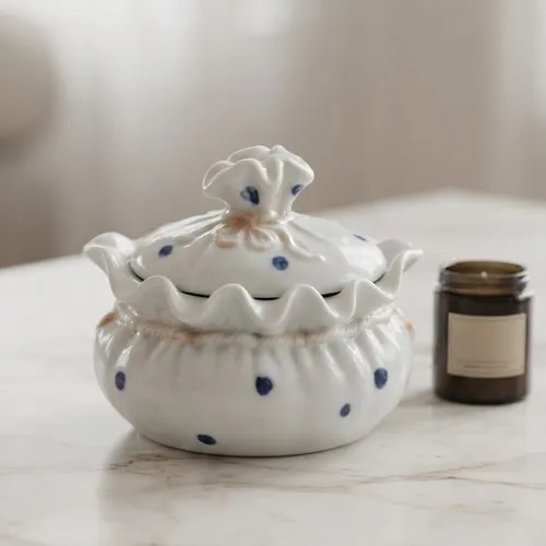 Venduto da beep: Zuccheriera Vintage Porcellana Decorata | Rose e Pois | Pezzo Unico